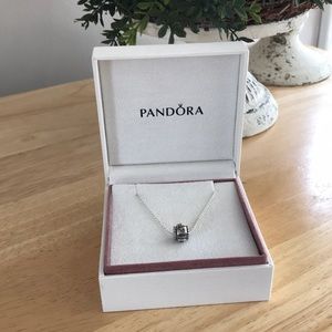 Pandora sterling silver necklace with Mom charm